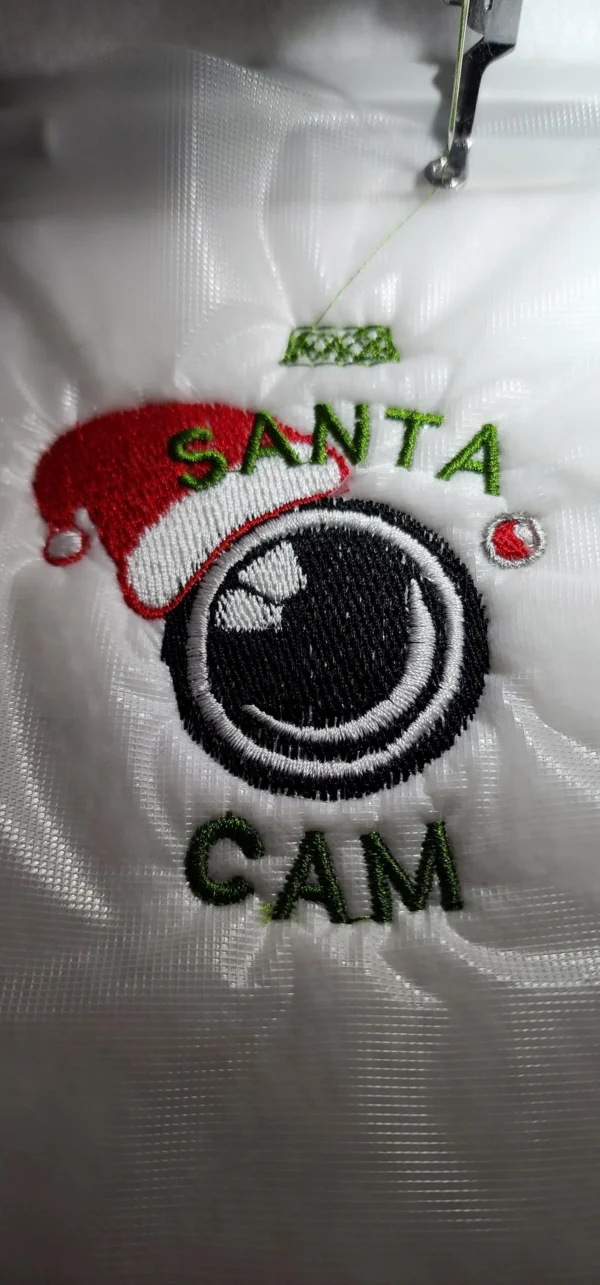 Santa Hat Cam Plush ITH Embroidery Design File – In-The-Hoop Holiday Keychain/Ornament