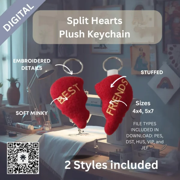 il_fullxfull.7452715955_ns8a Split Heart Plush Keychain – ITH Machine Embroidery Design File