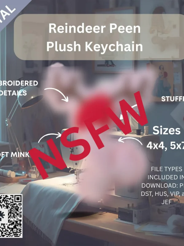 NSFW-Reindeer… Peen Plush Keychain (ITH Machine Embroidery Design File)