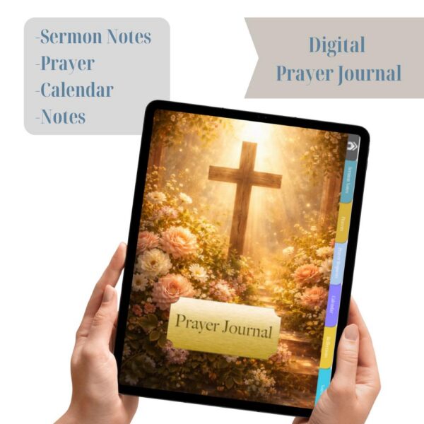 Digital Christian Prayer Journal-Cross with flowers1