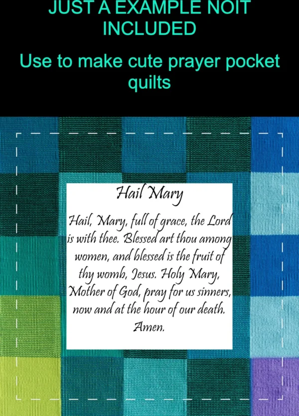 Catholic Pocket Prayer Quilt Quotes Printable, Mini Quilt ,Poem Tags, Our Father Hail Mary Panel, Christian Gift Digital Download PDF
