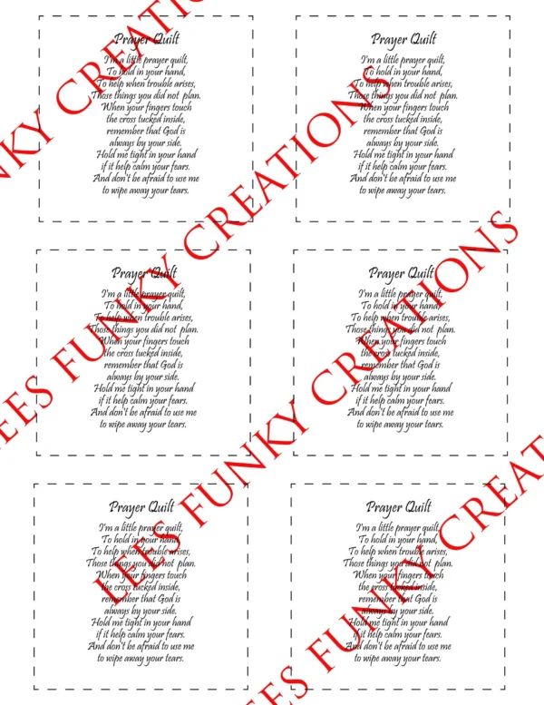 Catholic Pocket Prayer Quilt Quotes Printable, Mini Quilt ,Poem Tags, Our Father Hail Mary Panel, Christian Gift Digital Download PDF