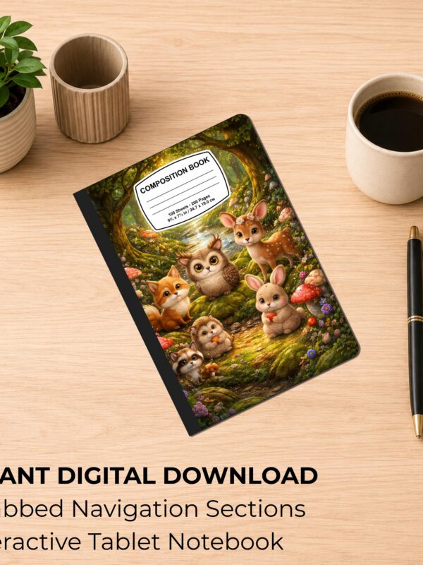 Forest Baby Animal–Themed Digital Composition Book