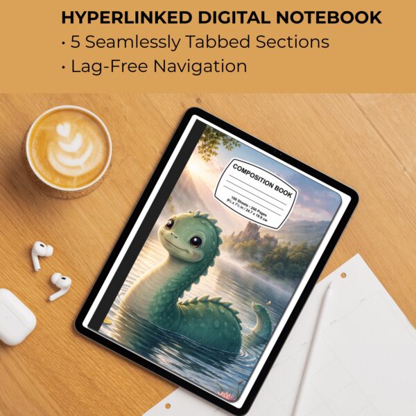 Cryptid Nessi (Loch Ness Monster)–Themed Digital Composition Book