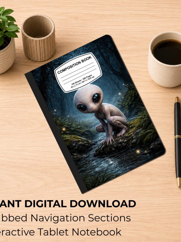il_fullxfull.8485016557_n5k7 Cryptid Dover Demon Digital Notebook, Hyperlinked Composition Book, Alien Journal PDF for GoodNotes Notability, Dark Aesthetic Stationary