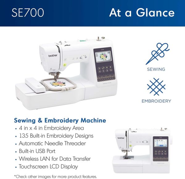 Brother SE700 Sewing and Embroidery Machine, Wireless LAN, 8 included Ft